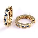 1/4 Carat Channel Set Sapphire & Diamond Earrings in 14k Yellow Gold (with Safety Lock)