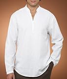 Cubavera Mens Long Sleeve Embroidered Cotton Popover, Bright White, XX-Large