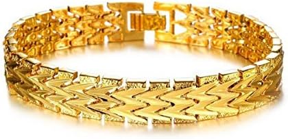 TKC 18K Gold Plated Noble Retro Men Rhombus Bracelet - 11mm 8.3"