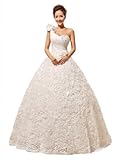Yacun New One Shoulder Lace Flowers Wedding Dress Wedding Gown Custom Size