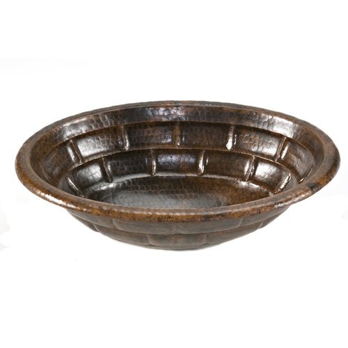 Oval Stacked Stone Self Copper Sink