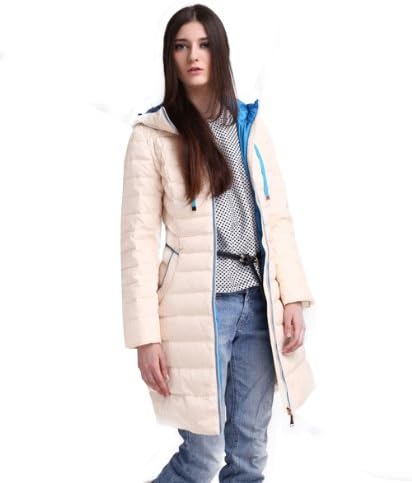 RUI-LI Women's Fashion Hooded Tunic Downcoat Casual Outdoor Sports Jacket Beige 3XL
