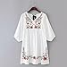 Ashir Aley White Mexican Embroidered Peasant Dressy Tops Blouses,White,OS