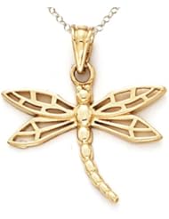 14kt Yellow Gold Dragonfly Pendant - Chain Included