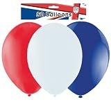 Amscan PPP 50-Piece 23 cm Great Britain Latex Balloons, Red/ White/ Blue