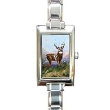 Limited Edition Violano Italian Charm Rectangle Watch White Tail Deer