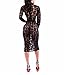 Sexy Womens Black Floral Lace Long Sleeve Bodycon Evening Cocktail Mini Dress (US L, Black)
