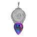 Sterling Silver Rainbow Window Coated Quartz Druzy & Panda Coin Pendant by Sajen