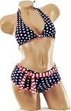 Womens Junior Size Swimwear American Flag Stars Boyshorts 2 pc Bikini Swimsuit XL