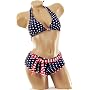 Womens Junior Size Swimwear American Flag Stars Boyshorts 2 pc Bikini Swimsuit