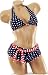 Womens Junior Size Swimwear American Flag Stars Boyshorts 2 pc Bikini Swimsuit