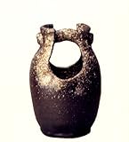 ★ギフト包装承ります★ 黒窯肌手付花入 7号 【信楽焼 花瓶】 / お楽しみグッズ(キッチン用品)付きセット