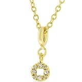 14k Gold Bonded 15mm x 5mm (Pendant Dimension) Tiny 'O' CZ Charm Necklace in Gold Tone (16in Chain...