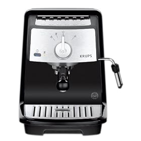 Krups K2 XP402040 Espresso and Cappuccino Machine, Black and Chrome, 1.2 Litres