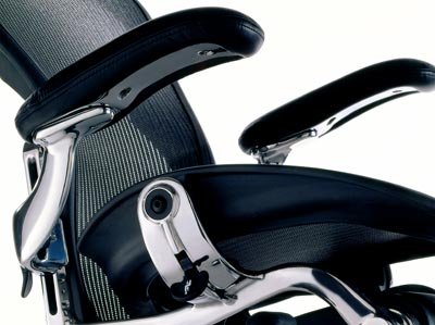 Herman Miller Aeron Home Office Chair Loaded - Polished Aluminum Frame - Leather Arms - PostureFit - Classic Carbon - Large Size C