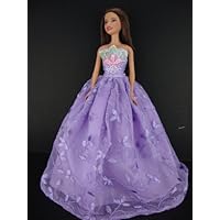Brilliant Purple Ball Gown with Flowered Lace Made for the Barbie Doll