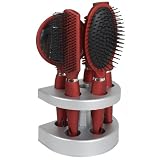 Salon Styler 5 Piece Hair Care Hair Brush Gift Set With Mirror & Stand Burgundy