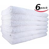 Hotel-Spa-Pool-Gym Cotton Hair & Bath Towel - 6 Pack, White, Super Soft, Easy Care, Ringspun Cotton for Maximum Softness and Absorbency (22"x 44") By Utopia Towel