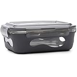 U Konserve Glass Rectangle Food Storage with Silicone Sleeve, 13-Ounce, Slate