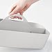 mDesign Plastic Divided Art and Craft Storage Organizer Caddy Tote Bin with Handle for Home Office and Living Room - Holds Pencils, Crayons, Sewing Supplies - Lumiere Collection, Light Gray