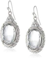 1928 Jewelry Crystal Oval Drop Earrings