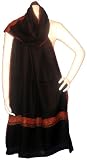 Border Sozni Work Soft Woolen Shawl or Wrap from India - Black with intricate Sozni Designs