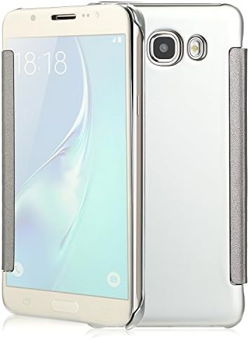 Samsung Galaxy J7 Case, Xiangtian PC Luxury View Mirror Flip Case For Samsung Galaxy J7 2016 (Silver)