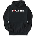 Hoodie Mens Black " I love Chess " Sports
