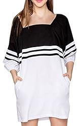 A-line Puff Sleeves Striped Print  Shirt Club Dress/Wedding Party Dress 