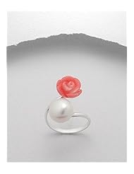 Mixed Colors Rose Corals Ring In 92.5 Sterling Silver