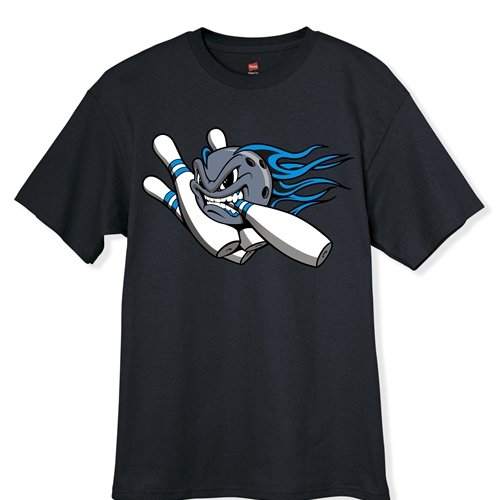 Blue Flame Ball and Pins Bowling T-Shirt