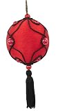 Red & Black Beaded Christmas Ball Ornament With Tassel #65644