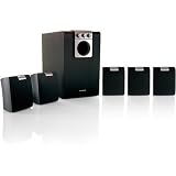 Nortek 5.1 Home Theatre Speaker System. Wood cased subwoofer with 5 satellite speakers.81 Watt RMS Output. Black