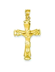 14K Yellow Gold Crucifix Pendant Charm Jewelry