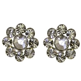 Tarina Tarantino Crystal Flower Earrings- Black Diamond