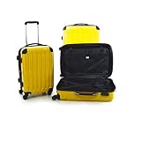 3 Valises rigide &agrave; roulettes 4 roues jaune soleil Polycarbonate set Petite 57L, median 87L, Grande 130 L Hauptstadtkoffer
