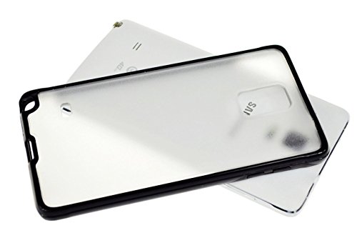 LANSUNS Ultra-thin Hybrid Soft TPU Rubber Bumper with Matte Clear Hard Cover Case for Galaxy Note 4 (Black)