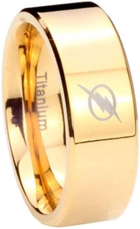 8MM Gold IP Titanium FLASH design Pipe Cut Men's Ring Size 12
