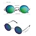 Aoron Vintage Round Sunglasses with Polarized Mirrored Lenses for Retro Women and Men (Green-blue Mirrored)
