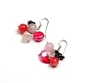 Oi! - Ladies Rose quartz, Peridot, Mother of Pearl and Fresh water pearl on Earrings - E0531