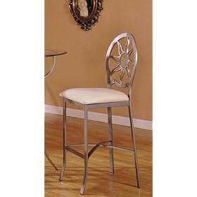 Set of 2 30H Metal Bar Stools Silver Finish by visiondecor Furniture
