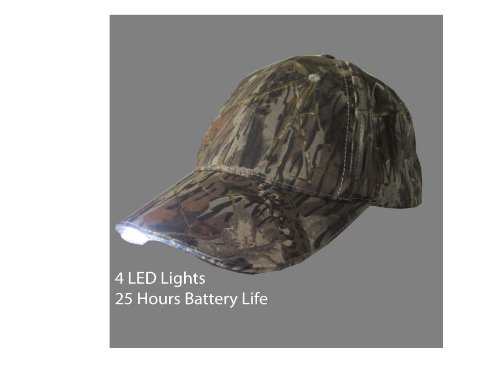 4 LED Headlamp Tree Bark Camo Hunting & Fishing Lighted Hat