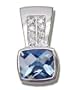 .10 ct 8mm Checkercut Blue Topaz White Gold Pendant