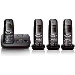 Siemens Gigaset CX595 QUATTRO ISDN Telefon mit 3 Mobilteilen - Anrufbeantworter - schnurlos - schwarz Freisprechen Adressbuch f�r 150 Eintraege - ECO DECT