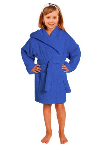 Royal Resort Collection: Luxury Hooded Robe - Terry Loop Kids Bathrobe, 100% Turkish Cotton, Color: Sapphire Blue, Size: (3-6 yo), UNISEX