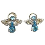 Blue Crystal Angel Clip Earrings