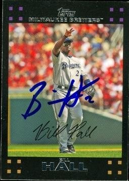Bill Hall Autographed/Hand Signed MLB Baseball Card (Milwaukee Brewers) 2007 Topps #154