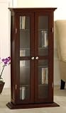 Antiqued CD/DVD Cabinet with Glass Doors