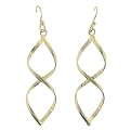 Gold Over Silver Twisted Drop Fish Hook Dangle Earring