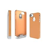 boostcase Hybrid Snap-Case & Detachable 1900mAh Extended Battery for iPhone 4 4S (White/Peach)